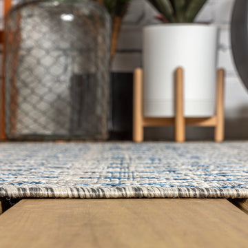 Ourika Moroccan Geometric Textured Weave Indoor/outdoor Square Rug